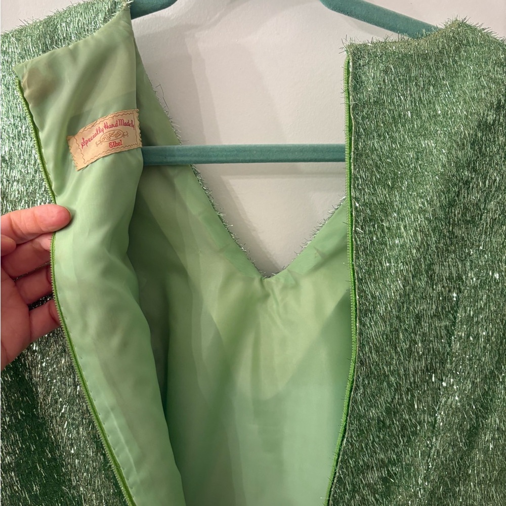 Vintage Green Tinsel Maxi Dress - Picture 6 of 7